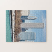 Chicago skyline over het bevroren meer van Michiga Legpuzzel (Horizontaal)