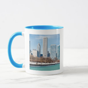 Chicago skyline over het bevroren meer van Michiga Mok