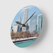 Chicago skyline over het bevroren meer van Michiga Ronde Klok (Hoek)