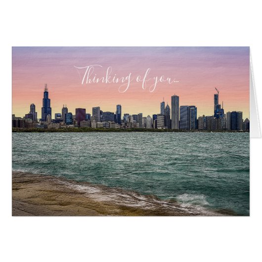 Chicago Skyline Painterly Denking You Kaart (Voorkant Horizontaal)