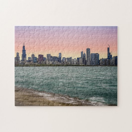 Chicago Skyline Painterly Legpuzzel (Horizontaal)