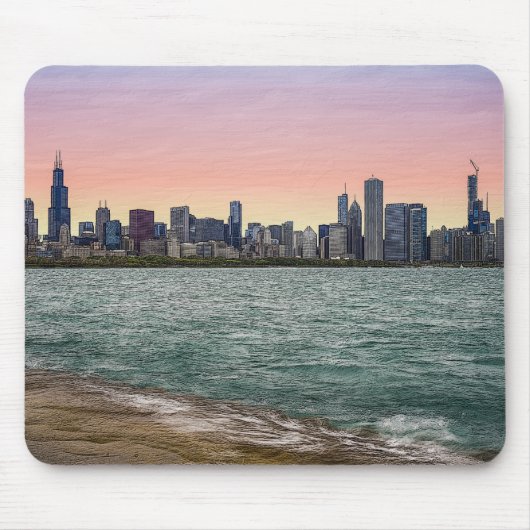 Chicago Skyline Painterly Muismat (Voorkant)