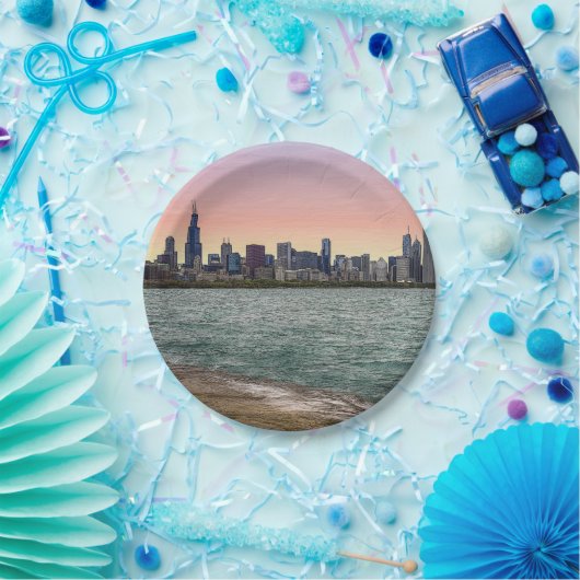 Chicago Skyline Painterly Papieren Bordje (Feest)