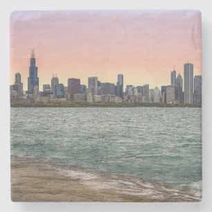 Chicago Skyline Painterly Stenen Onderzetter