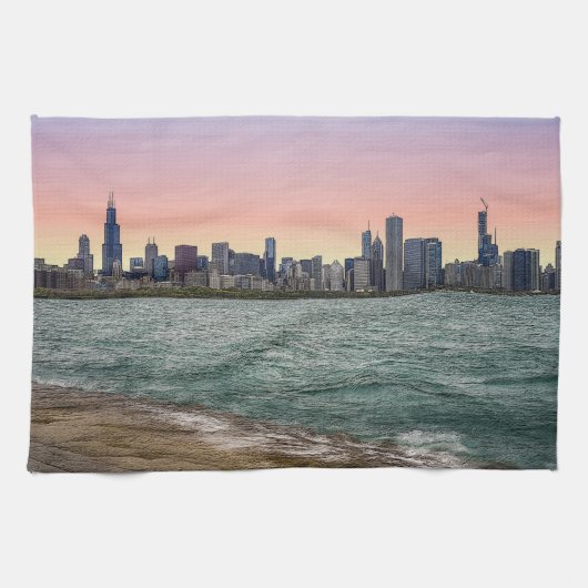 Chicago Skyline Painterly Theedoek (Horizontaal)