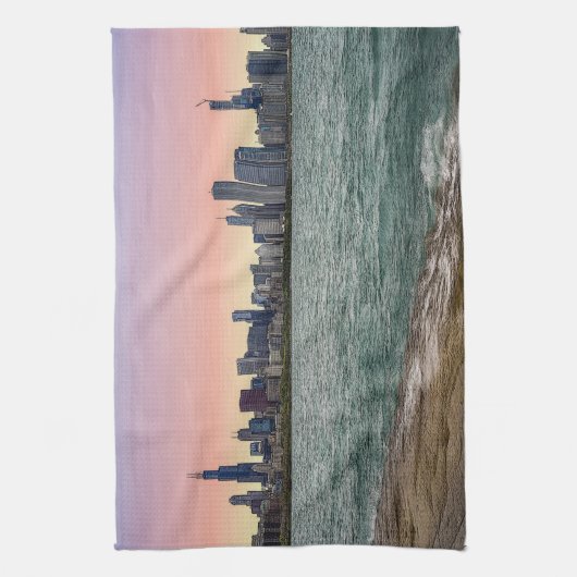 Chicago Skyline Painterly Theedoek (Verticaal)