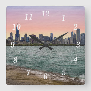Chicago Skyline Painterly Wandklok