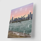 Chicago Skyline Painterly Wandklok (Hoek)