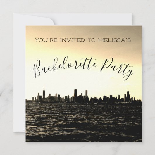 Chicago Skyline Party Uitnodiging (Voorkant)