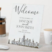 Chicago Skyline Pedastal Sign Reclamebord Met Voetstuk (Insitu)