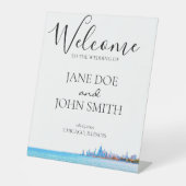 Chicago Skyline Pedastal Sign Reclamebord Met Voetstuk (Voorkant)