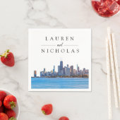 Chicago Skyline Personalized Wedding Napkins Servet (Insitu)