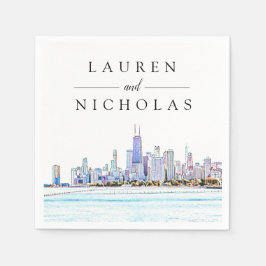 Chicago Skyline Personalized Wedding Napkins Servet