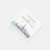 Chicago Skyline Personalized Wedding Napkins Servet (Hoek)