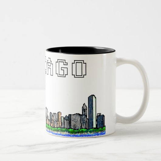 Chicago Skyline Pixel Art Coffee Mok (Rechts)