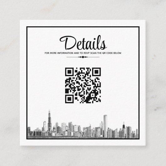 Chicago Skyline QR-code Informatiekaartje (Voorkant)