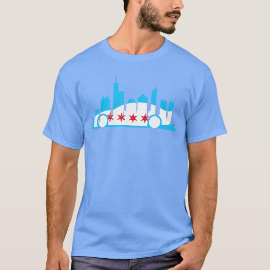 Chicago Skyline Race Shirt Chicago Flag 1 (Voorkant)