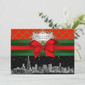 Chicago Skyline, Red Green Quatrefoil mas Kaart (Staand voorkant)