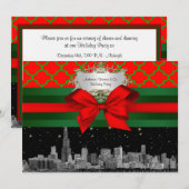Chicago Skyline, Red Green Quatrefoil mas Kaart (Voorkant / Achterkant)