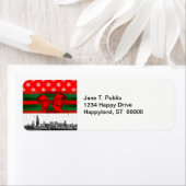 Chicago Skyline Red Snowflake kerst Etiket (Insitu)