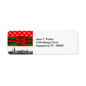 Chicago Skyline Red Snowflake kerst Etiket (Voorkant)