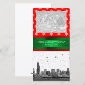 Chicago Skyline Red Snowflake kerst Feestdagenkaart (Voorkant / Achterkant)