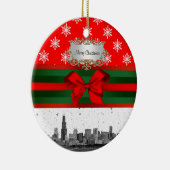 Chicago Skyline Red Snowflake kerst Keramisch Ornament (Rechts)