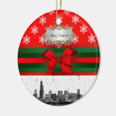 Chicago Skyline Red Snowflake kerst Keramisch Ornament (Links)