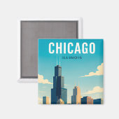 Chicago Skyline Reflecties Magneet (Voorkant / Achterkant)