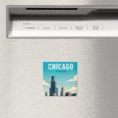 Chicago Skyline Reflecties Magneet (Insitu (Vaatwasser))