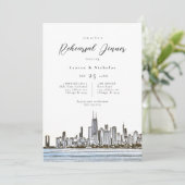 Chicago Skyline Rehearsal Dinner Invitation Kaart (Staand voorkant)