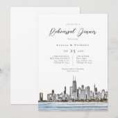 Chicago Skyline Rehearsal Dinner Invitation Kaart (Voorkant / Achterkant)