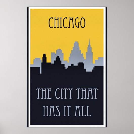 Chicago skyline reisposter, poster (Voorkant)