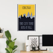 Chicago skyline reisposter, poster (Thuiskantoor)