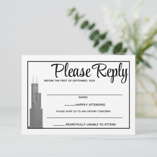 Chicago Skyline Response Kaart (Staand voorkant)