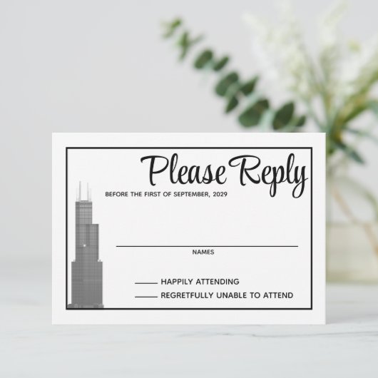 Chicago Skyline Response Kaart (Staand voorkant)