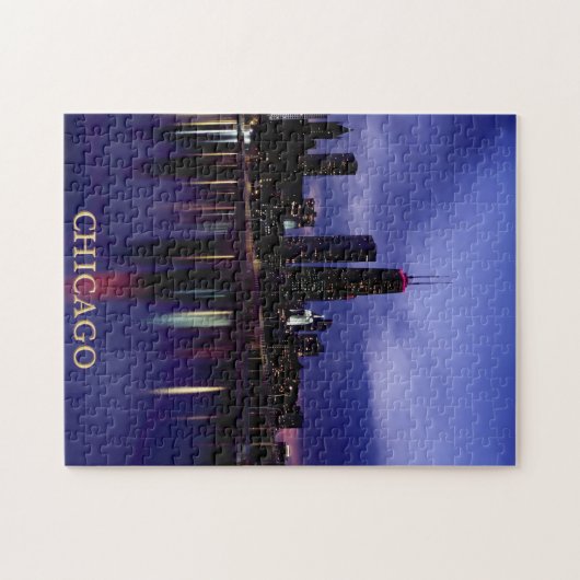 Chicago Skyline River Light Reflection in Dusk Legpuzzel (Horizontaal)
