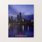 Chicago Skyline River Light Reflection in Dusk Legpuzzel (Verticaal)