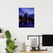 Chicago Skyline River Light Reflection in Dusk Poster (Thuiskantoor)