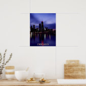 Chicago Skyline River Light Reflection op Dusk Pos Poster (Keuken)