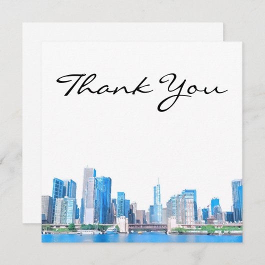Chicago Skyline River Uitzicht - Hartelijk dank Bedankkaart (Voorkant / Achterkant)