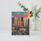 Chicago Skyline Rivierfront Briefkaart (Staand voorkant)