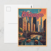 Chicago Skyline Rivierfront Briefkaart (Voorkant / Achterkant)