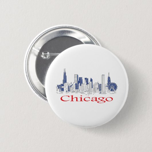 Chicago-Skyline Ronde Button 5,7 Cm (Voorkant /achterkant)
