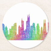 Chicago skyline ronde kartonnen onderzetter (Voorkant)