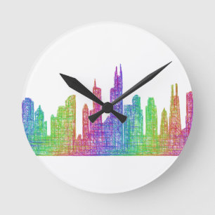 Chicago skyline ronde klok