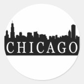 Chicago Skyline Ronde Sticker (Voorkant)