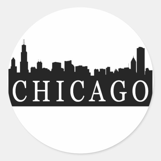 Chicago Skyline Ronde Sticker (Voorkant)