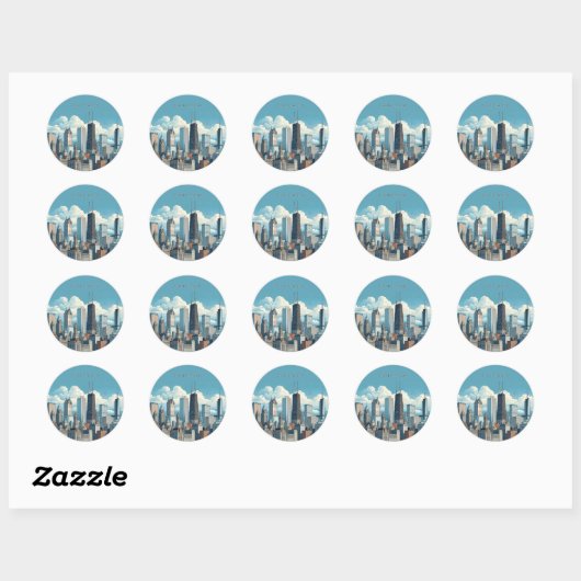 Chicago Skyline Ronde Sticker (Vel)