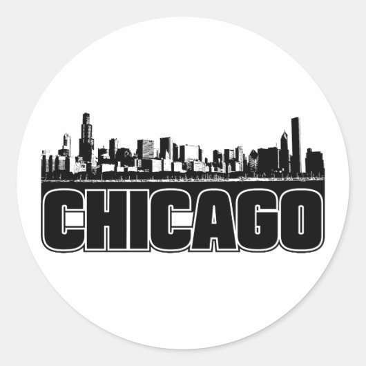 Chicago Skyline Ronde Sticker (Voorkant)